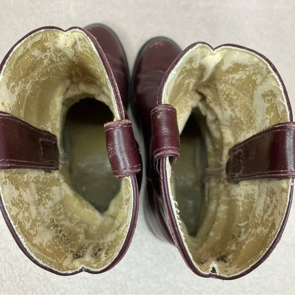 Justin Western Leather Cowboy Roper Boots-Kids 1-Oxblood/Maroon/Burgundy-Classic